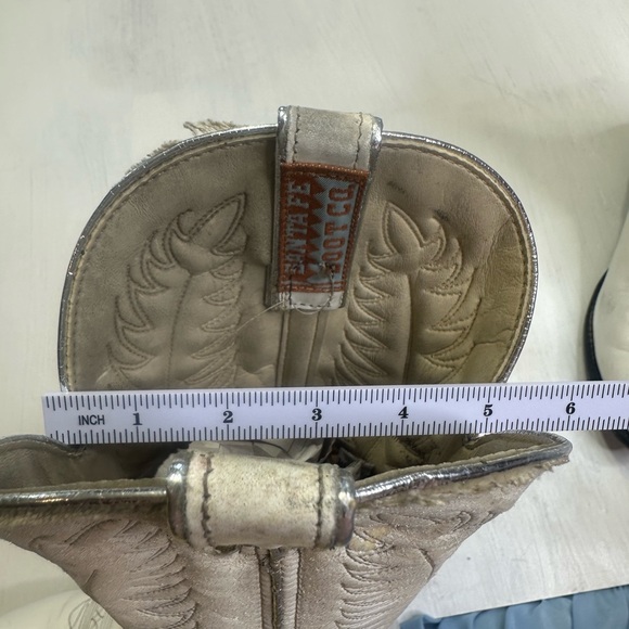 Vintage 90s Santa Fe Boot Co Cream Western Boots Womens 8.5 USA Leather - Picture 15 of 15